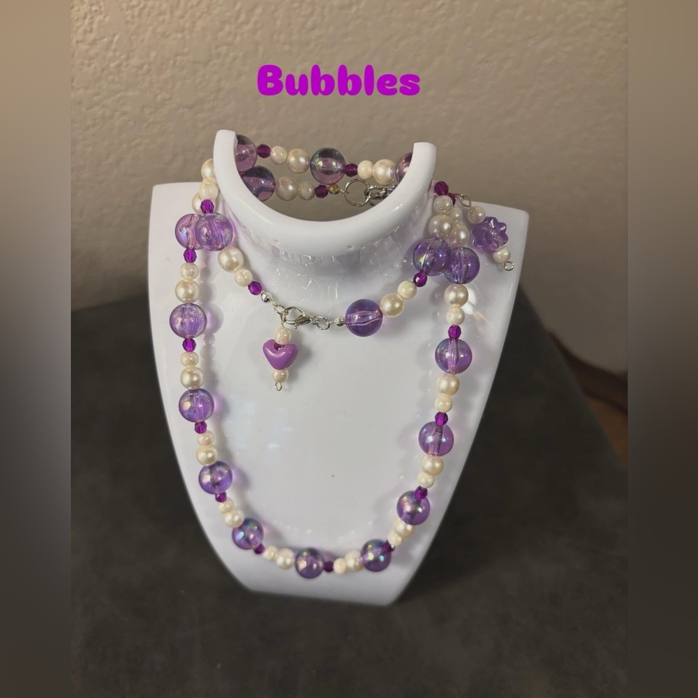 Handmade Bubble Beaded Necklace and bracelet combo